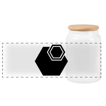 HEXAGON 01 - Panoramic Cookie Jar with Wooden Lid - white - Front