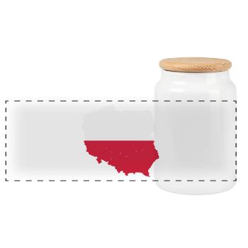 Map Flag Poland T-Shirt Polska Gift - Panoramic Cookie Jar with Wooden Lid - white - Front