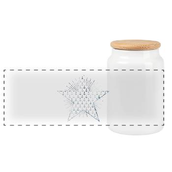 Star with anchor pattern and sunbeams - Panoramic Cookie Jar with Wooden Lid - white - Front