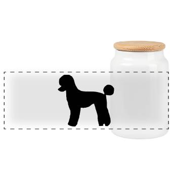 Caniche silhouette chien cadeau anniversaire - Boîte à biscuits avec couvercle en bois - blanc - Devant