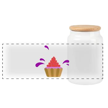 Très savoureux muffin avec fraise cadeau - Boîte à biscuits avec couvercle en bois - blanc - Devant