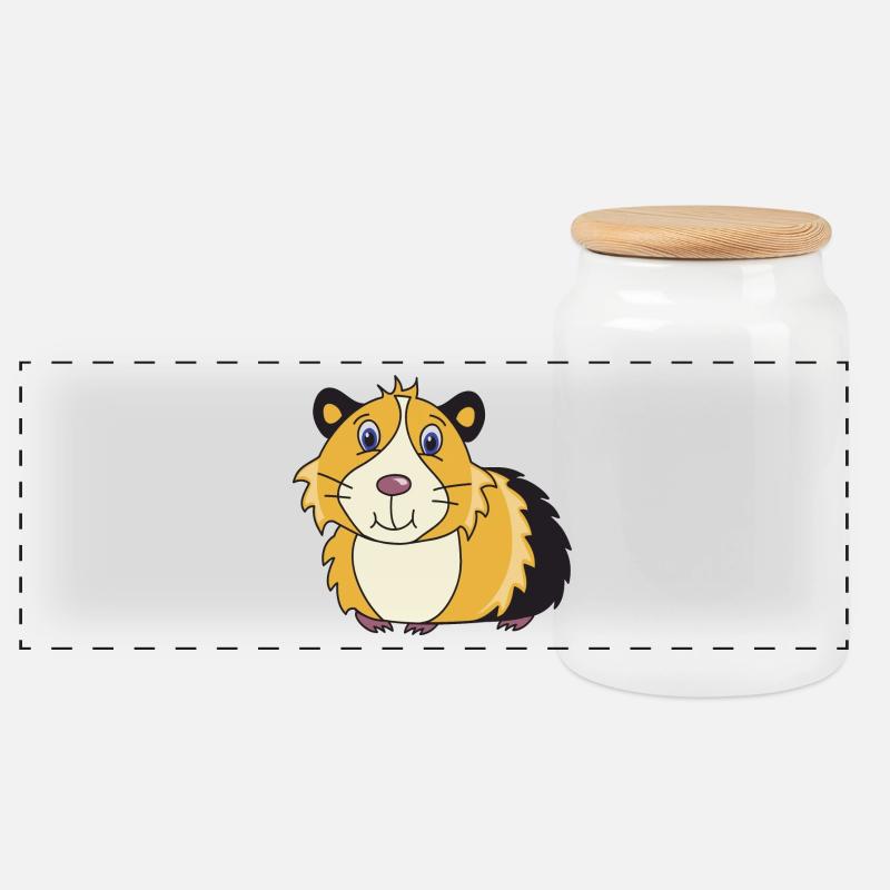Meerschweinchen - Panorama Keksdose mit Holzdeckel - Weiß
