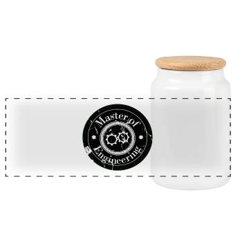 Master of Engineering Logo Patch - Panoramic Cookie Jar with Wooden Lid - white - Front