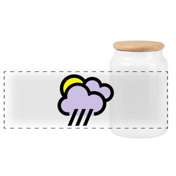 nuageux avec icône de chills icône météo - Boîte à biscuits avec couvercle en bois - blanc - Devant