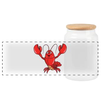 lobster - Panoramic Cookie Jar with Wooden Lid - white - Front