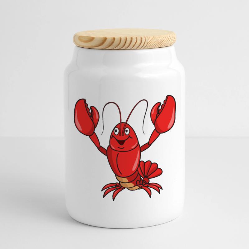 homard Boîte à biscuits avec couvercle en bois