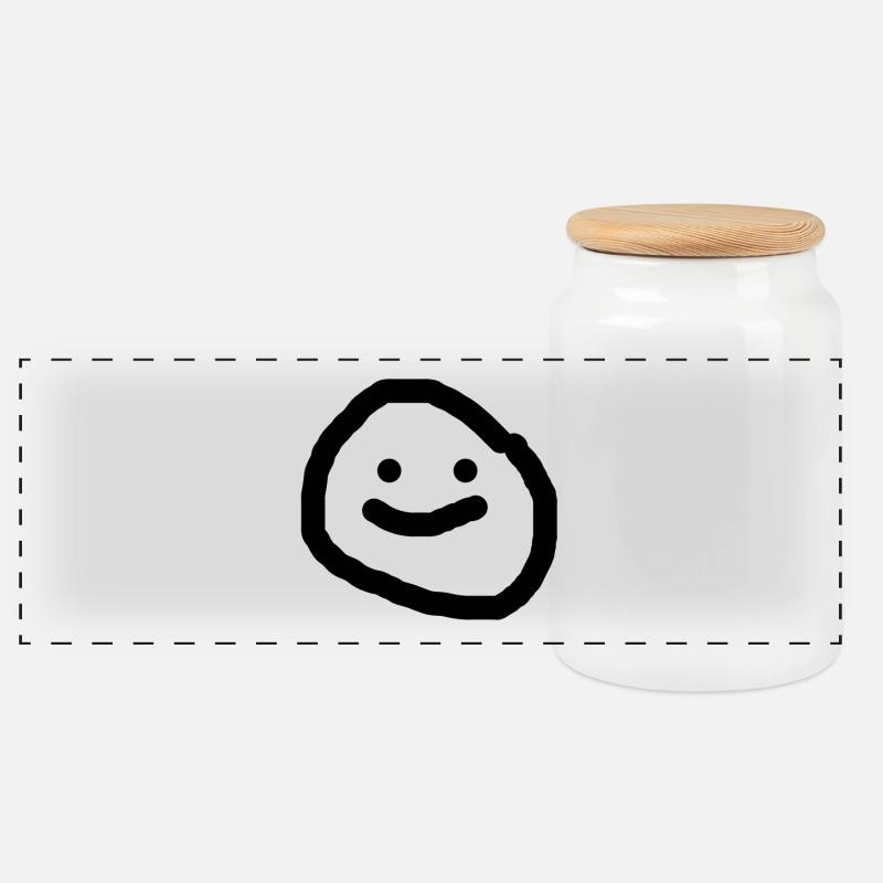 Smiley - Panorama Keksdose mit Holzdeckel - Weiß