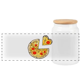 Pizza Herz Liebe Essen Italien Geschenk - Panorama Keksdose mit Holzdeckel - Weiß - Vorne