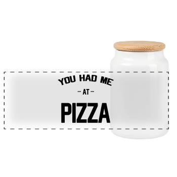 pizza - Boîte à biscuits avec couvercle en bois - blanc - Devant