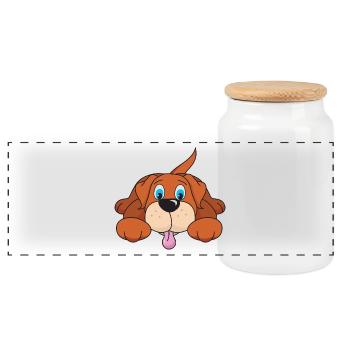Chiot mignon chien animaux domestiques - Boîte à biscuits avec couvercle en bois - blanc - Devant