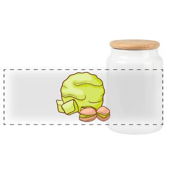 Pistachio ice cream ice cream ice cream ice cream ice cream - Panoramic Cookie Jar with Wooden Lid - white - Front