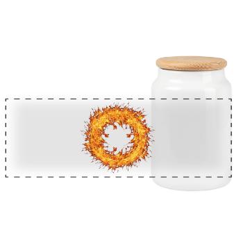Cerchio di fuoco - Panoramic Cookie Jar with Wooden Lid - white - Front