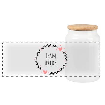 Team Bride | JGA - Panorama Keksdose mit Holzdeckel - Weiß - Vorne