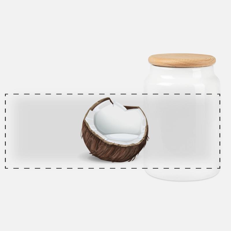 Kokusnuss - Panorama Keksdose mit Holzdeckel - Weiß