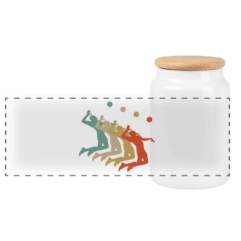 Joueur de volley-ball de plage rétro style vintage - Boîte à biscuits avec couvercle en bois - blanc - Devant