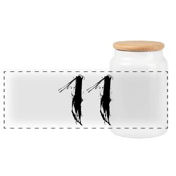 11 black number number elf vector graphic - Panoramic Cookie Jar with Wooden Lid - white - Front