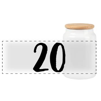 20 Birthday Years Number Number Gift - Panoramic Cookie Jar with Wooden Lid - white - Front