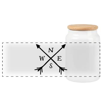compass - Panoramic Cookie Jar with Wooden Lid - white - Front
