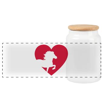 Icelandic horse - Panoramic Cookie Jar with Wooden Lid - white - Front