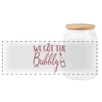 We Got The Bubbly - Bachelorette Party Bridal Gift - Panoramic Cookie Jar with Wooden Lid - white - Front