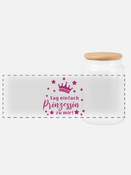 Prinzessin Lustiger Spruch Mädchen - Panorama Keksdose mit Holzdeckel - Weiß