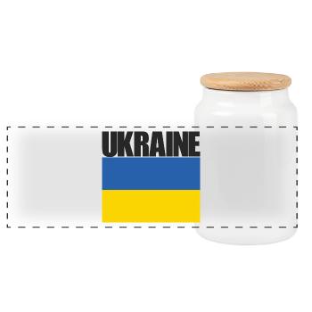 Ukraine, Die Flagge der Ukraine - Panorama Keksdose mit Holzdeckel - Weiß - Vorne