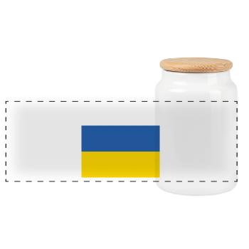 Die Ukraine und die Flagge der Ukraine - Panorama Keksdose mit Holzdeckel - Weiß - Vorne