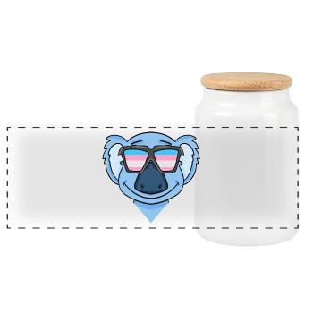 Transgender Transsexual Koala Gift - Panoramic Cookie Jar with Wooden Lid - white - Front