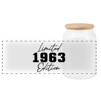60th Birthday Men Women Anniversary 60 Years Old - Panoramic Cookie Jar with Wooden Lid - white - Front