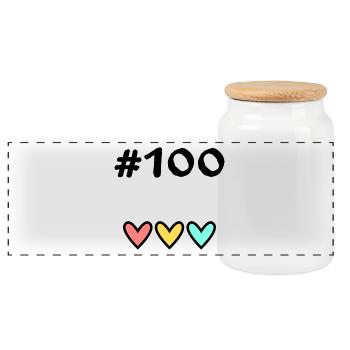 100 JAHRE. 100-jähriges Jubiläum. GEBURTSTAG 100 JAHRE. - Panorama Keksdose mit Holzdeckel - Weiß - Vorne