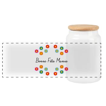 MAMIE. FÊTE DES MÈRES. BONNE FÊTE MAMIE. JE T'AIME - Boîte à biscuits avec couvercle en bois - blanc - Devant