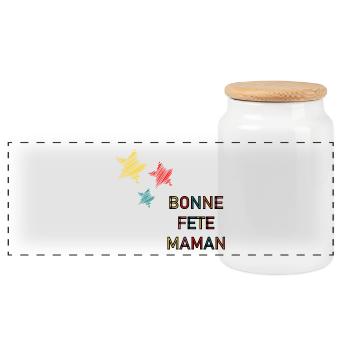 BONNE FÊTE. FÊTE DES MÈRES. FÊTE DES PÈRES. FÊTE - Boîte à biscuits avec couvercle en bois - blanc - Devant