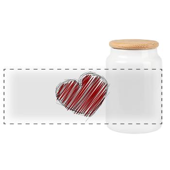 HERZ. HERZ. HEILIGER VALENTINSTAG. LIEBE. LIEBE. WEIHNACHTEN - Panorama Keksdose mit Holzdeckel - Weiß - Vorne