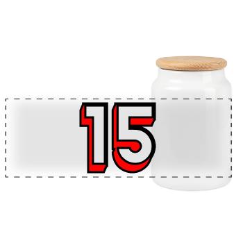 15. 15 YEARS. 15th ANNIVERSARY. BIRTHDAY 15 YEARS. - Panoramic Cookie Jar with Wooden Lid - white - Front
