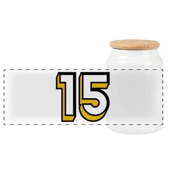 15 ANS,15e ANNIVERSAIRE,ANNIVERSAIRE 15 ANS,15 - Boîte à biscuits avec couvercle en bois - blanc - Devant