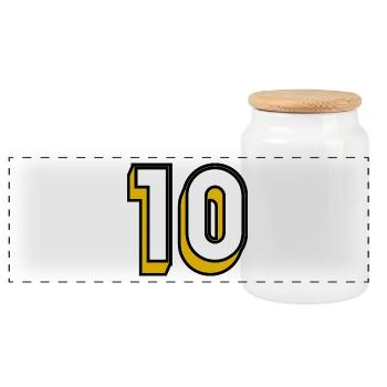 10. 10 ANS. 10e ANNIVERSAIRE. ANNIVERSAIRE 10 ANS. - Boîte à biscuits avec couvercle en bois - blanc - Devant