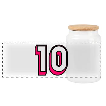 10. 10 ANS. 10e ANNIVERSAIRE. ANNIVERSAIRE 10 ANS. - Boîte à biscuits avec couvercle en bois - blanc - Devant