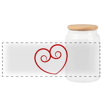 MOTHER's DAY. HAPPY MOTHER'S DAY. MOM. HEART - Panoramic Cookie Jar with Wooden Lid - white - Front