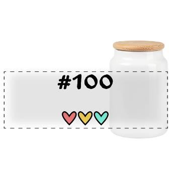 100. 100 JAHRE. 100-JÄHRIGES JUBILÄUM. 100. GEBURTSTAG - Panorama Keksdose mit Holzdeckel - Weiß - Vorne