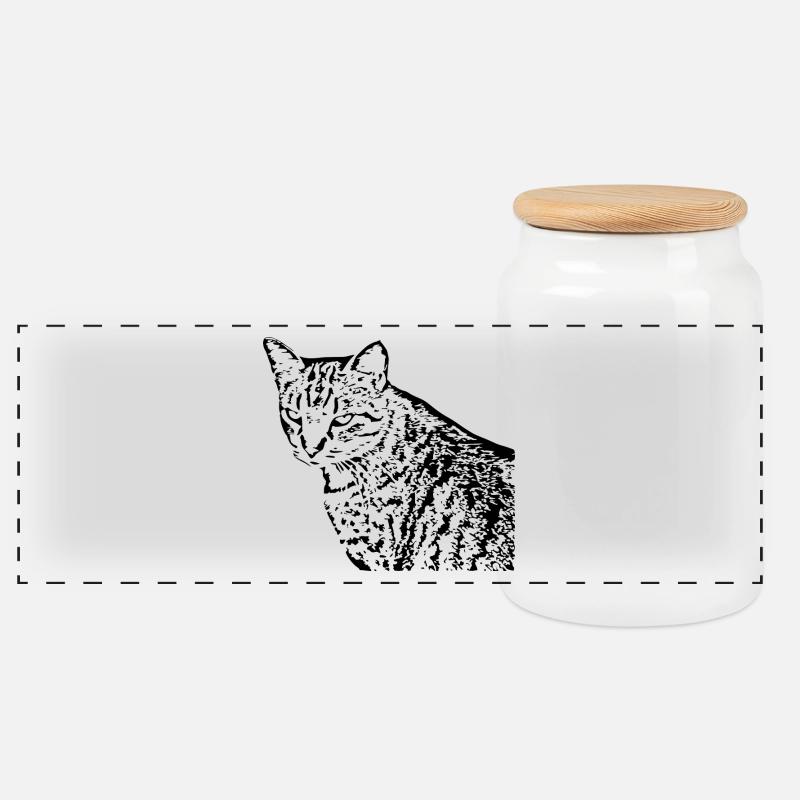 Katze Kätzchen Tigerkatze - Panorama Keksdose mit Holzdeckel - Weiß