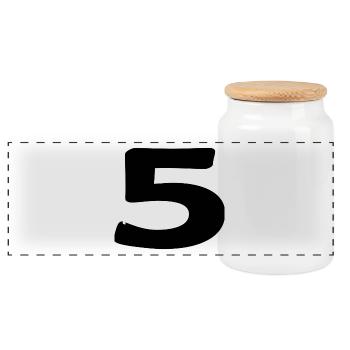 5. 5 YEARS. 5th ANNIVERSARY. 5 YEAR ANNIVERSARY. 5. - Panoramic Cookie Jar with Wooden Lid - white - Front