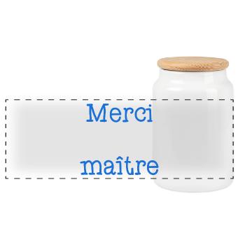 MERCI. ANNIVERSAIRE. NAISSANCE. RETRAITE. MERCI - Boîte à biscuits avec couvercle en bois - blanc - Devant