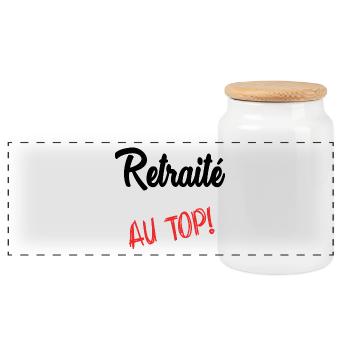 RETIREMENT - Panoramic Cookie Jar with Wooden Lid - white - Front