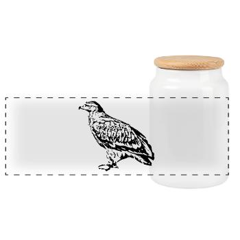 Falken Vogel Vögel - Panorama Keksdose mit Holzdeckel - Weiß - Vorne