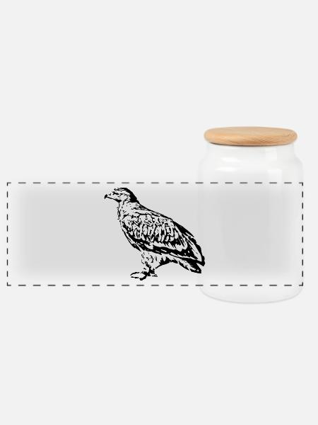 Falken Vogel Vögel - Panorama Keksdose mit Holzdeckel - Weiß