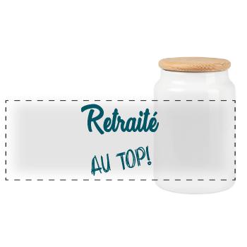 RETRAITE. COLLEGUE. RETRAITE. RETRAITEE. RETRAITE. - Boîte à biscuits avec couvercle en bois - blanc - Devant