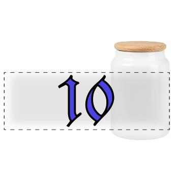 10. 10 JAHRE. 10. JAHRESTAG. 10-JÄHRIGES JUBILÄUM. - Panorama Keksdose mit Holzdeckel - Weiß - Vorne