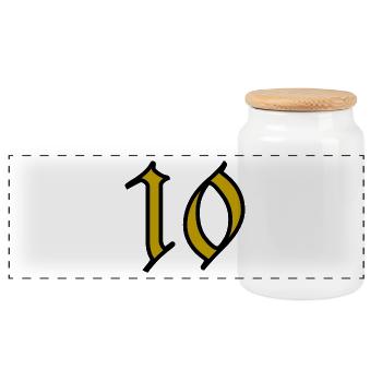 10. 10 JAHRE. 10. JAHRESTAG. 10-JÄHRIGES JUBILÄUM. - Panorama Keksdose mit Holzdeckel - Weiß - Vorne