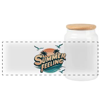 Summer feeling - Panoramic Cookie Jar with Wooden Lid - white - Front