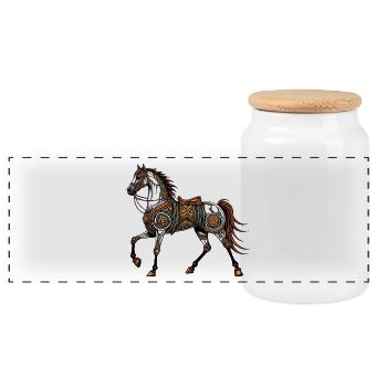 Cheval steampunk - Boîte à biscuits avec couvercle en bois - blanc - Devant
